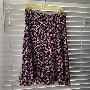 J Crew Heart Print Pleated Midi Skirt